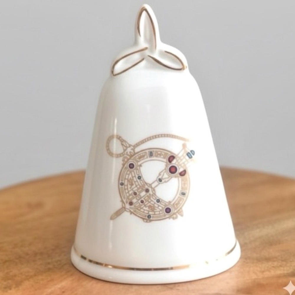 Royal Tara Irish Fine Bone China Bell Celtic Tara Brooch Gold Trim Galway